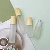 200pcs High Quality 5ml 10ml clear Roller Ball Matte Glass Roll on Bottle with Wood Bamboo Lid 3