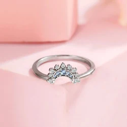 Sterling Silver Sun and Moon Couple Ring Set with Sky Blue Cubic Zirconia - Perfect for Promise or Valentine's Day Gifts (Moon)