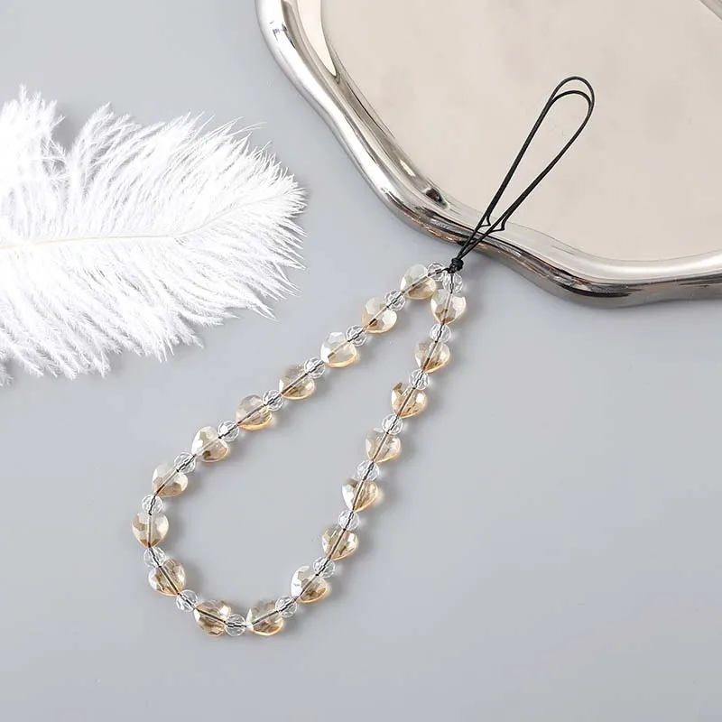 Simple Flower Anti Loss Wrist Strap Phone Case Rope Jewelry for Women Fashion Crystal Love Butterfly Beaded Phone Chain Lanyard