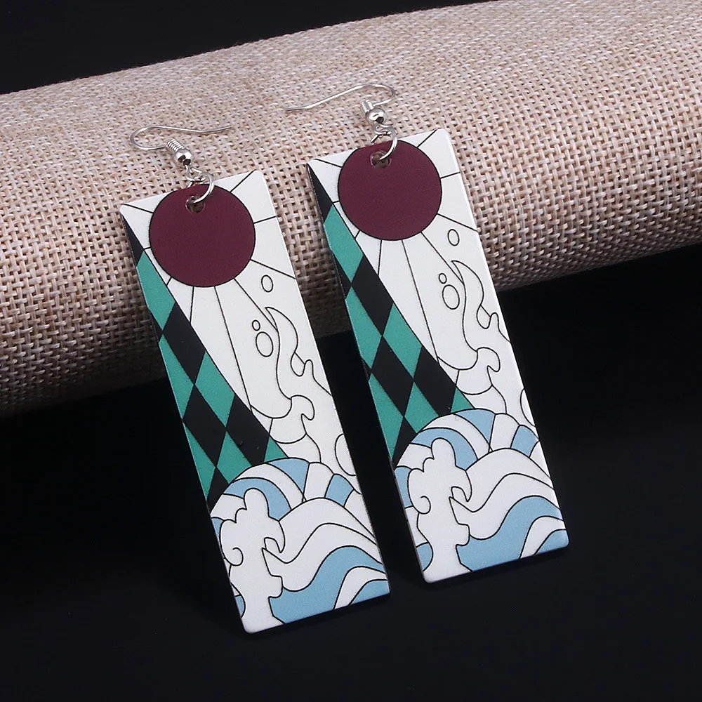 Anime Demon Slayer Acrylic Earrings Kimetsu no Yaiba Tanjirou Kochou Shinobu Butterfly Clip Earrings for Fans Cosplay Jewelry 5
