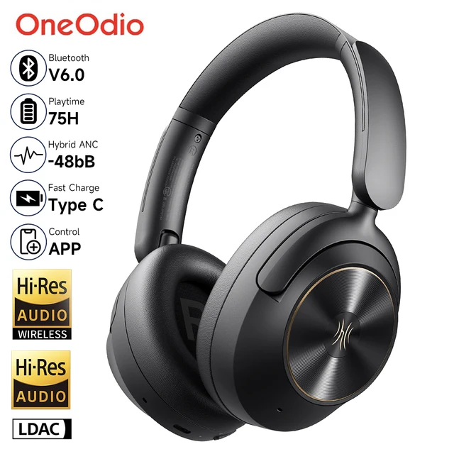 Oneodio A6 ANC Wireless Bluetooth 6.0 Headphones -48dB