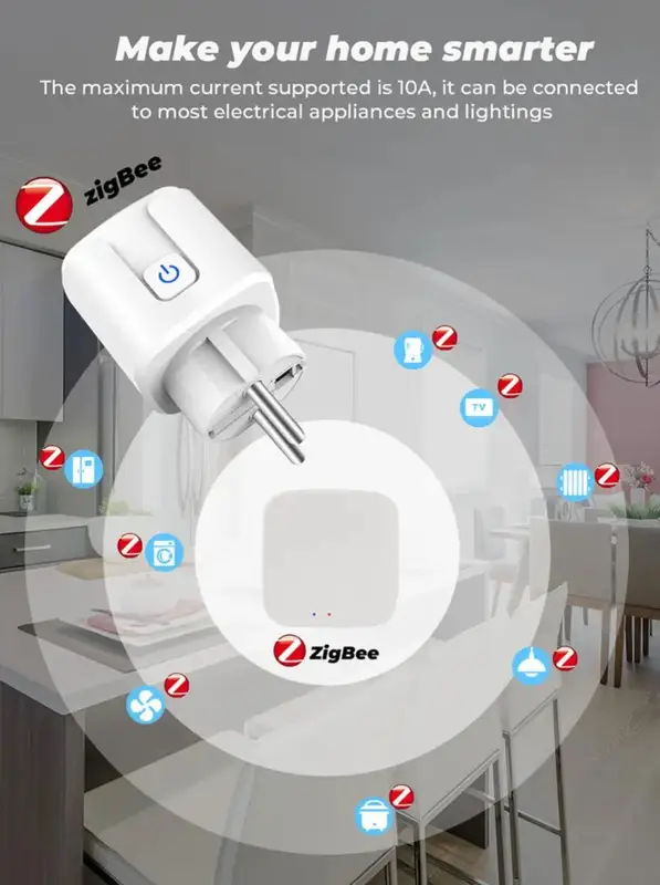 Tuya Zigbee Smart Plug 20A EU Smart Socket With Power Monitoring Timing Function Voice Control Via Alexa Google Home Yandex - Image 4