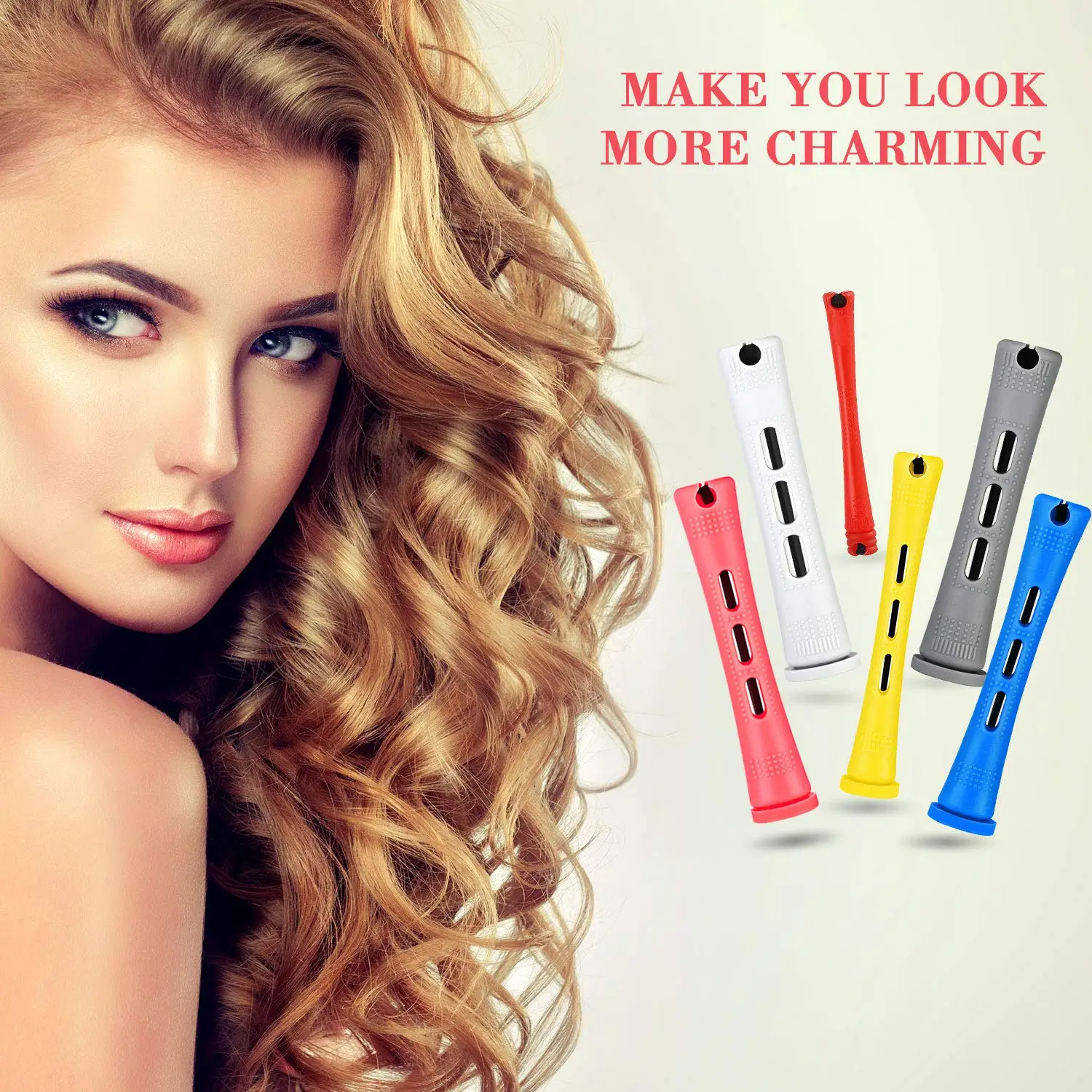 72 Pieces Hair Curling Tools Hair Perm Rods Set Short Plastic Perming Rod Cold Wave Rods 6 Sizes With 1 Piece Steel Comb