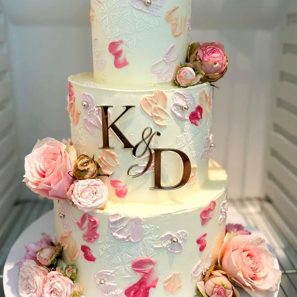 2pcs Initials Cake Topper Letter Cake Charm Flat Lay Topper Personalized Place Cards Birthday Wedding Supplies