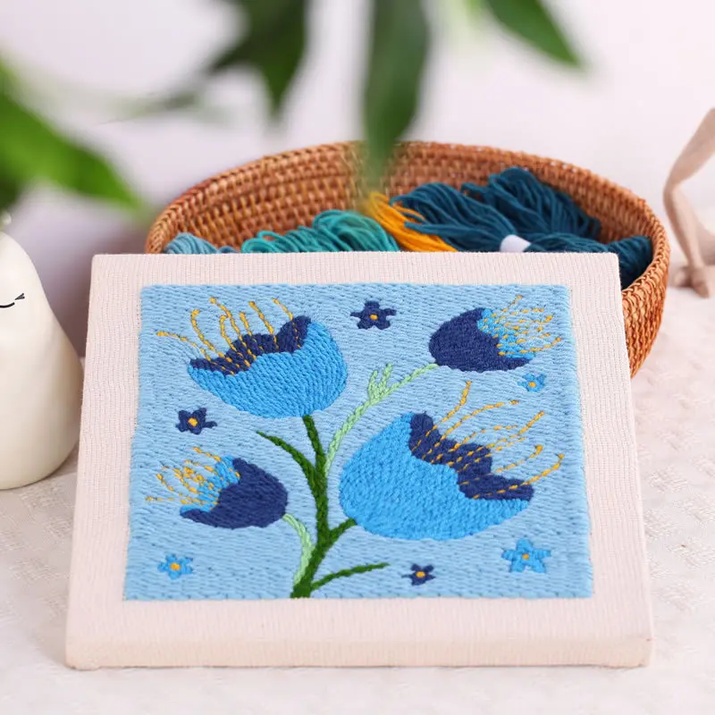 Embroidery Punch Needle Kit Frame with Pattern Threader Yarns Pinch Rug Punch-embroidery set embroidery kits embroidery fabric embroidery tool