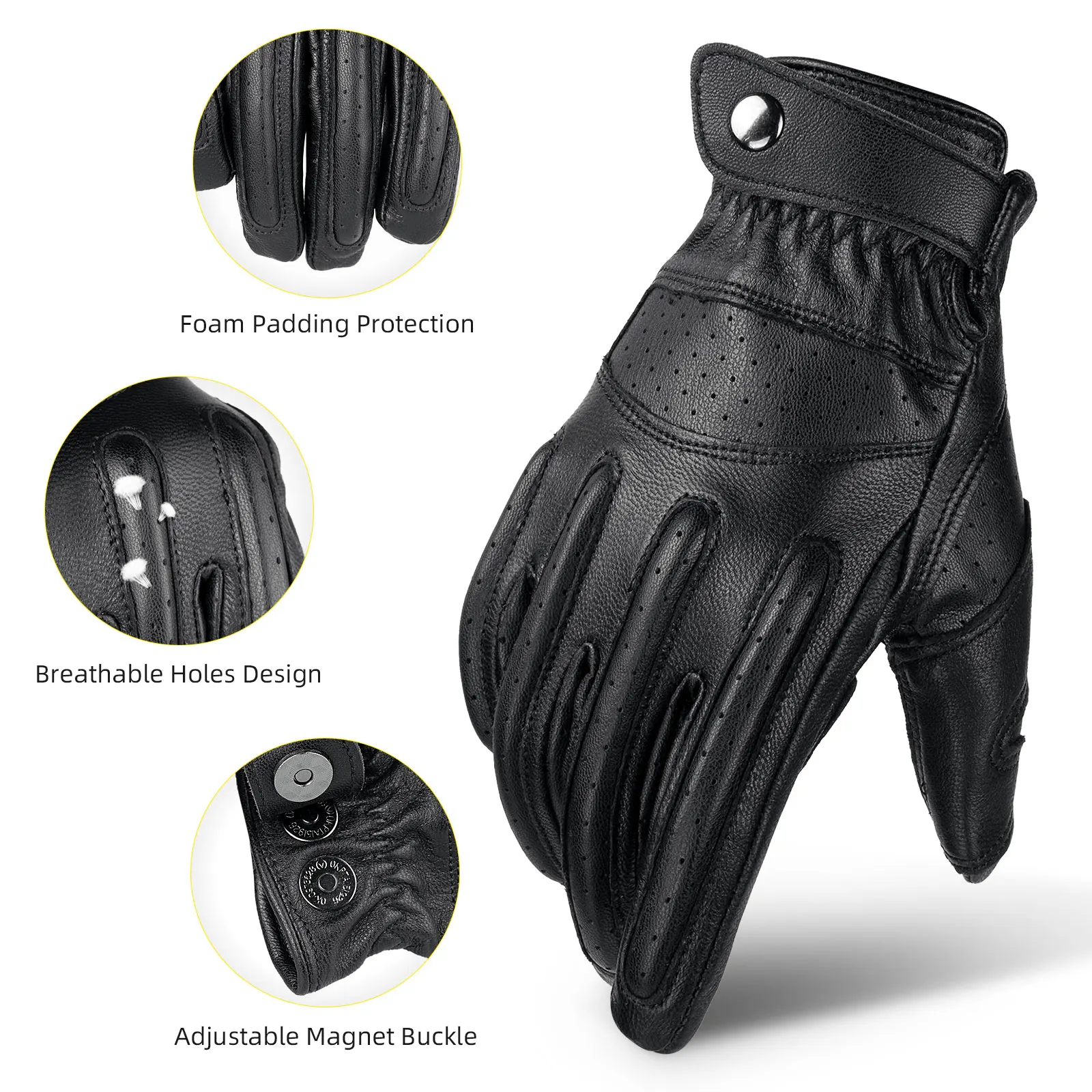 OZERO Mens Touch Screen Gloves Leather Motorcycle Glove Outdoor sport Full Finger Cycling Mountain Bicycle Guantes Moto Gloves cheap Helmet Motorcycle
