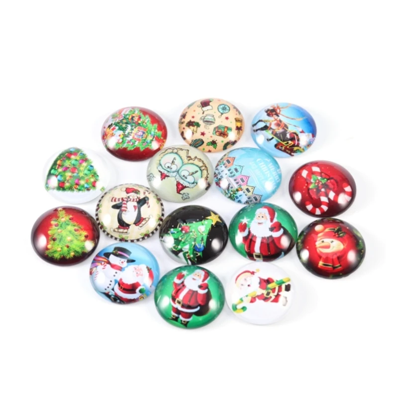 

20Pcs Christmas Cabochons Patches for Jewelry Necklace Making Crafts Beads Flatback Cabochons Gemstones Glass Sticker M6CE