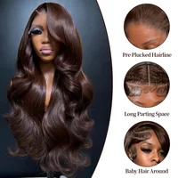 Perruques Lace Front Body Wave Chocolat Brun Cheveux Humains 13x4 13x6 HD Lace Frontal Wig Pour Femmes Pré-épilée Ligne de Cheveux Naturelle 2