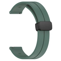 Magnetic Loop Silicone Watch Strap, 20mm or 22mm - Versatile and Stylish Bracelet Band for 22mm watch strap (Pine green)