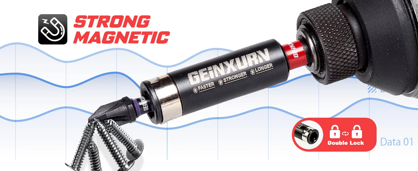 Geinxurn-Impact # 2-Posidriv-Schraubendreher-Bit-Set, 1-Zoll-Magnet-Bit-Set aus S2-Stahl und Schlagbithalter mit farbcodierter Basis – Detail 4