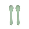 2PCS Food Grade Silicone Baby Spoon Fork Children Silicone Tableware Spoon Baby Food Supplement Fork Spoon Set Baby Tableware 4