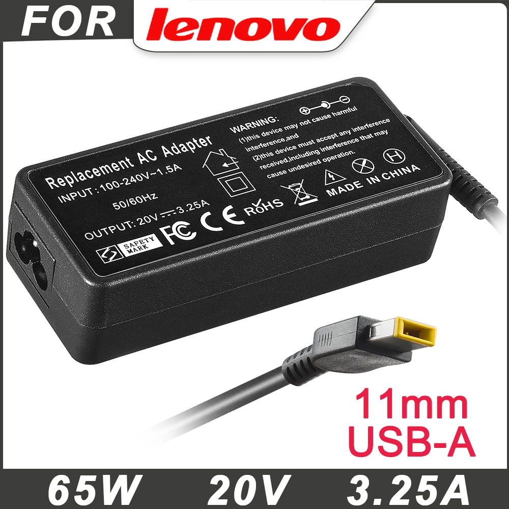 

20V 3.25A 65W USB AC Adapter Laptop Charger For Lenovo Thinkpad X240 X270 X260 K3-IML 14s-IWL E440 E450 E550 E560 E431 45N0262