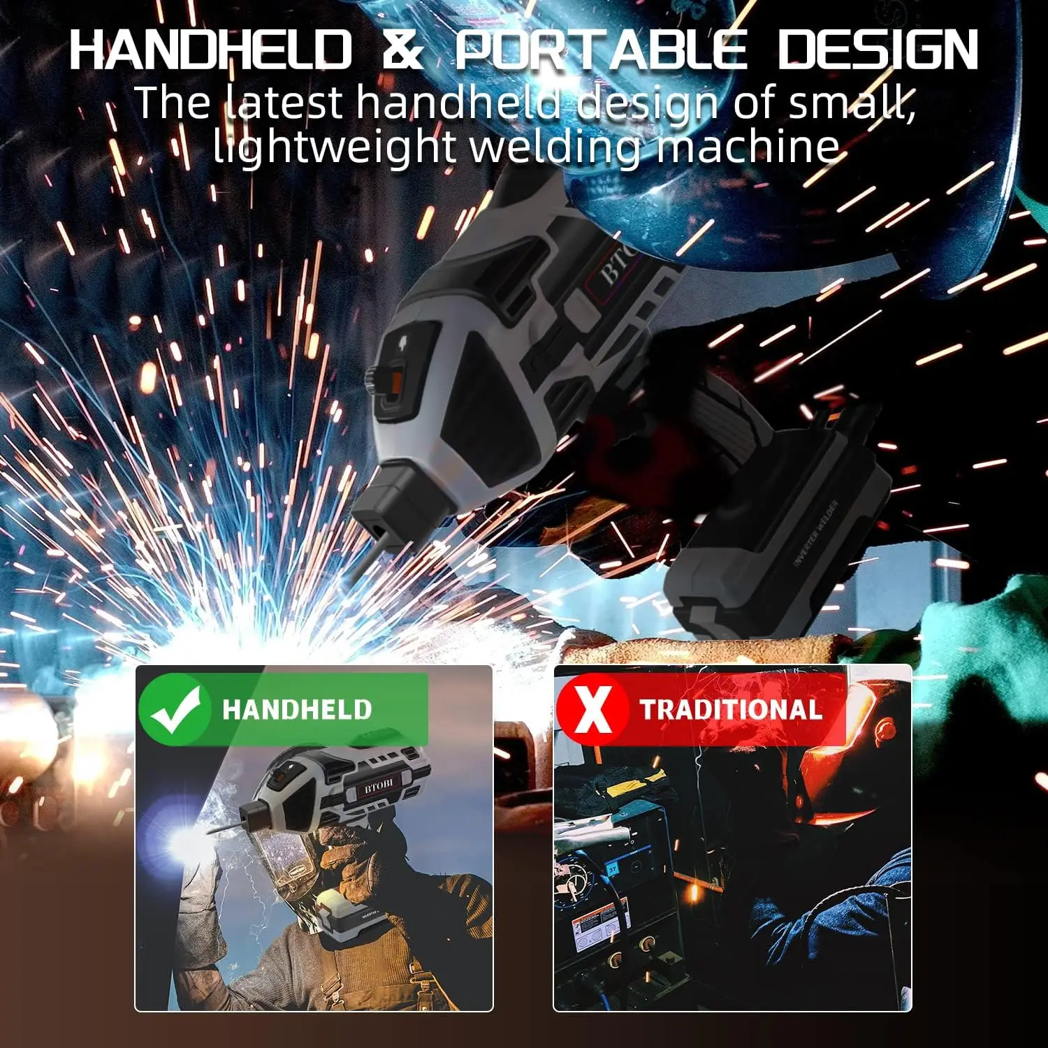 Welding Machine Portable ARC Welder Machine Gun IGBT Standing Handheld Welding 6 variable current adjustment