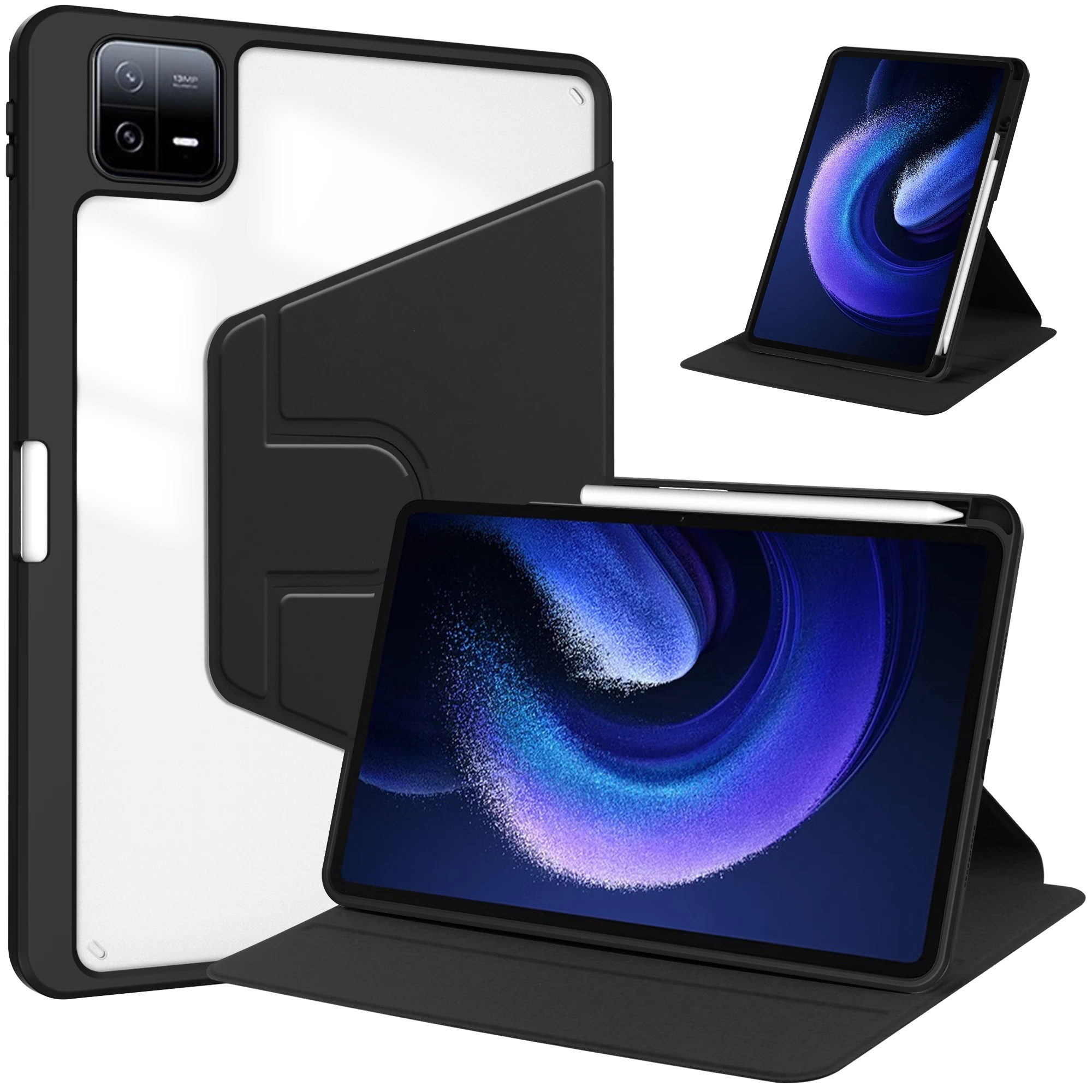 Enhanced 360 Rotatable Stand Smart Case with Pen Slot and Auto Sleep/Wake Function - Shockproof Shell