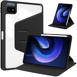 Enhanced 360 Rotatable Stand Smart Case with Pen Slot and Auto Sleep/Wake Function - Shockproof Shell for Xiaomi Pad 7Pro 2024 (Black)