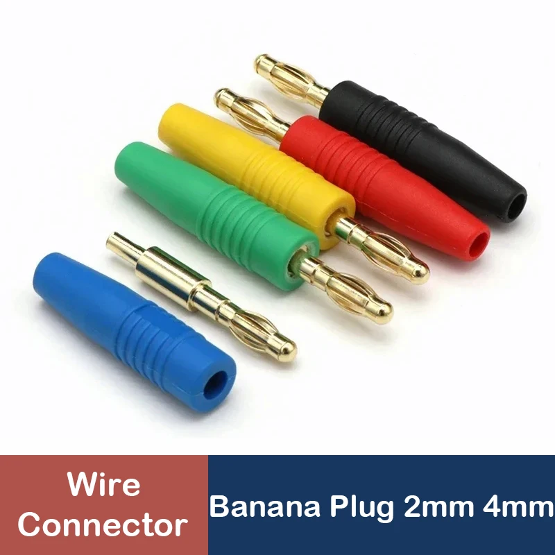 

10~50Pcs banana plug 2mm 4mm pure copper gold plated connector for musical instrument/audio connection