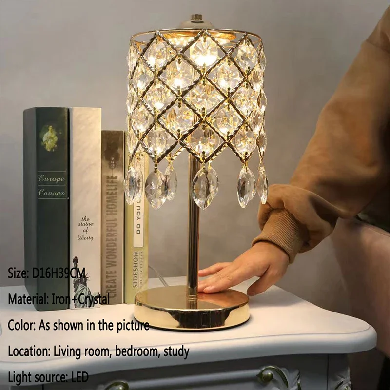 BELLE Contemporary Crystal Table Lamp LED Simple Creative Bedside Desk Light for Home Living Room Bedroom Decor