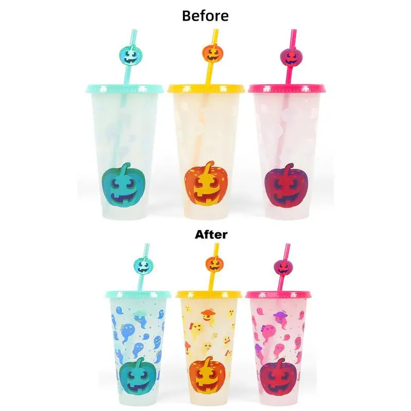 Halloween Iced Coffee Cup Reusable Tumbler With Lid Straw 3pcs 24oz  Halloween Pumpkin Ghost Pattern Tumbler With Lids And Straws - AliExpress
