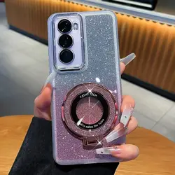 Custodia Soft TPU Glitter Spumeggiante con Supporto ad Anello e Protezione per Obiettivo