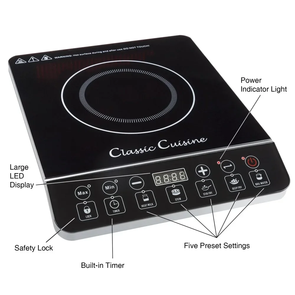 Multi-Function 1800W Portable Induction Cooker, Electric Hot Plate Stove Burner,14 inches L x 11.4 inches W x 2.5 H