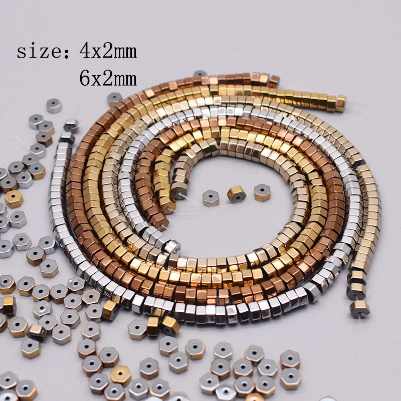 Handmade Black Hematite Stone Flat Spacer Beads