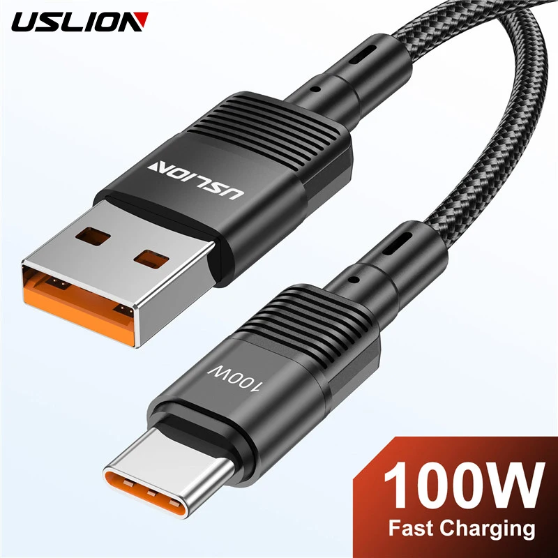 USLION 100W 7A USB Type C Cable Quick Charge 3.0 Fast Charging Data Cable Wire For Samsung Xiaomi Type C Phone USB C Cable Cord