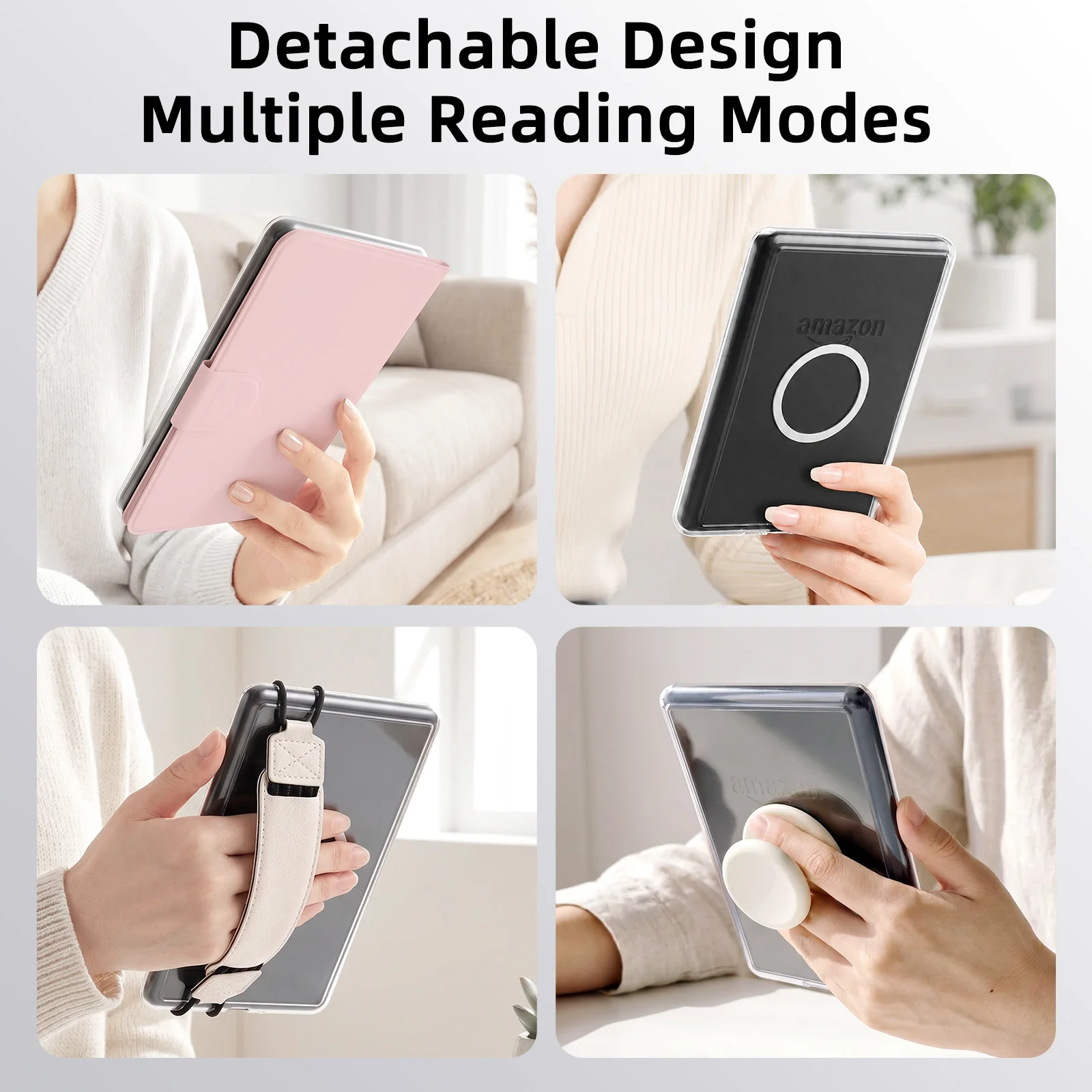 Magnetic Detachable Book-Style Kindle Case with Clasp and Auto Wake/Sleep Feature