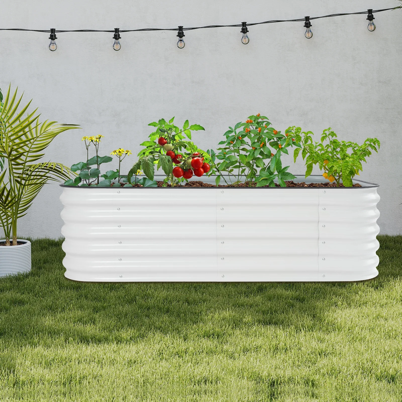 Erhöhtes Gartenbett-Set aus robustem Stahl mit gewelltem Design, 16,93 Zoll hoch, einfache Montage für Gemüse, Blumen und Kräuter – Detail 8