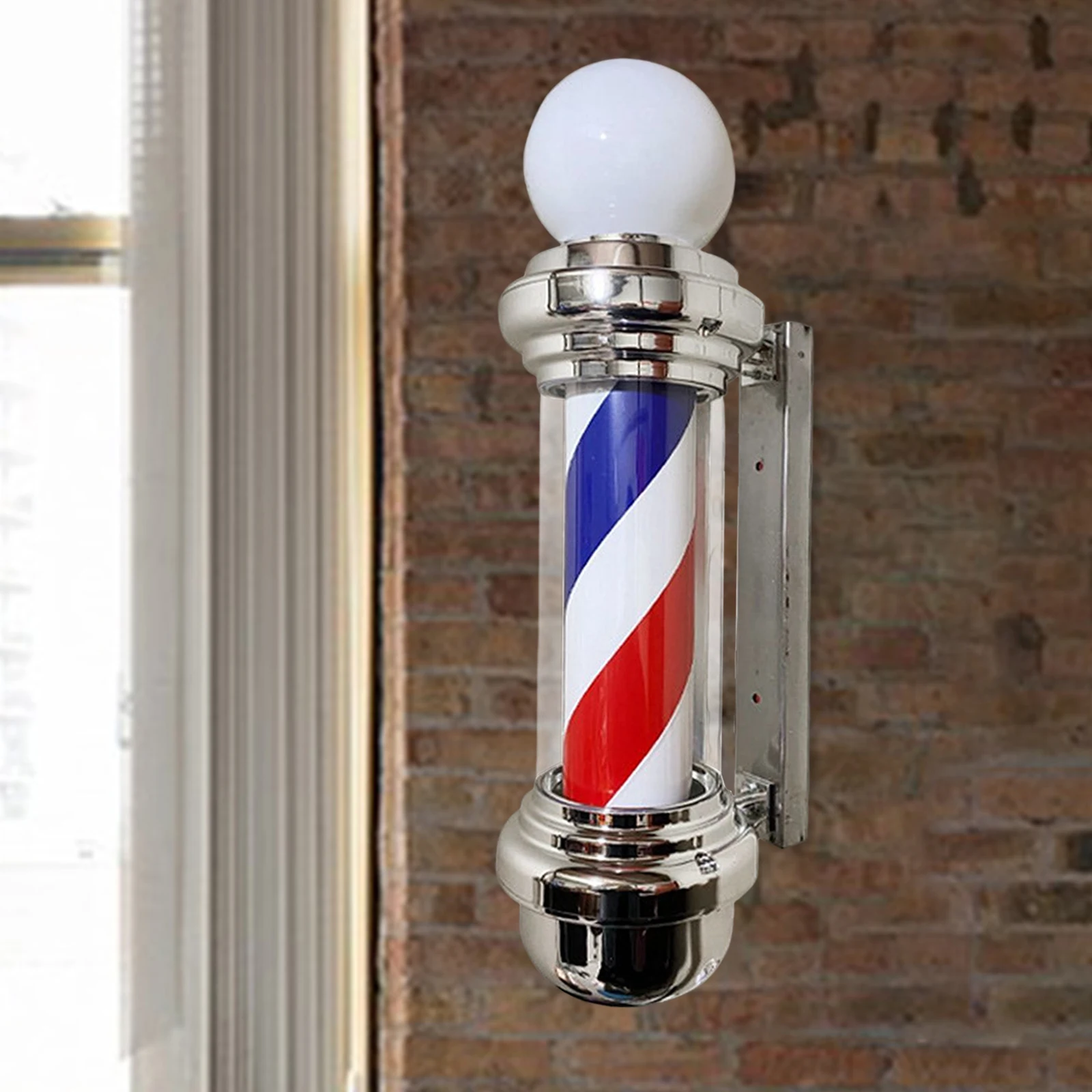 Barber Pole Led Light Rotating Hair Salon Sign Light Strisce Montate A Parete Impermeabili Con Palla Per Parrucchieri All'Aperto Indoor