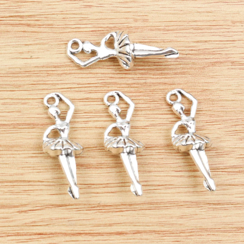 20pcs 27x6mm Antike Silber Überzogene Ballett Tänzerin Handgemachte Charme Anhänger: DIY für armband halskette