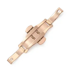 Stainless Steel Polished Butterfly Buckle Watchband Bracelet Accessory (Rose Gold - 23mm)