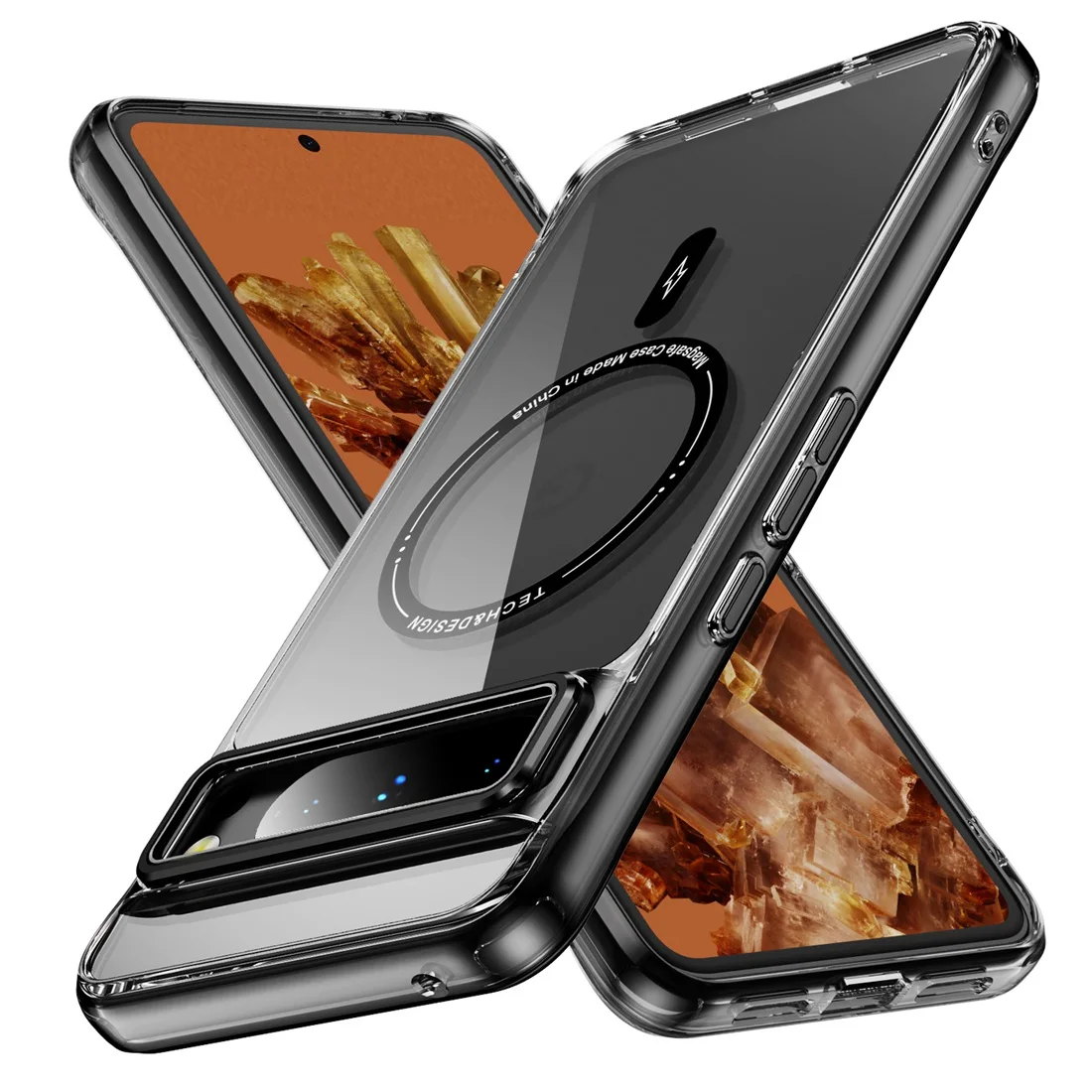 DiyGody Magnetica Custodia Compatibile con Google Pixel 8 PRO 6.7 Pollice, Cover Protettiva in Acrilico TPU con Magnetica Anello Supporto, Case Trasparente Ultrasottile Anti Ingiallimento AntiGraffio