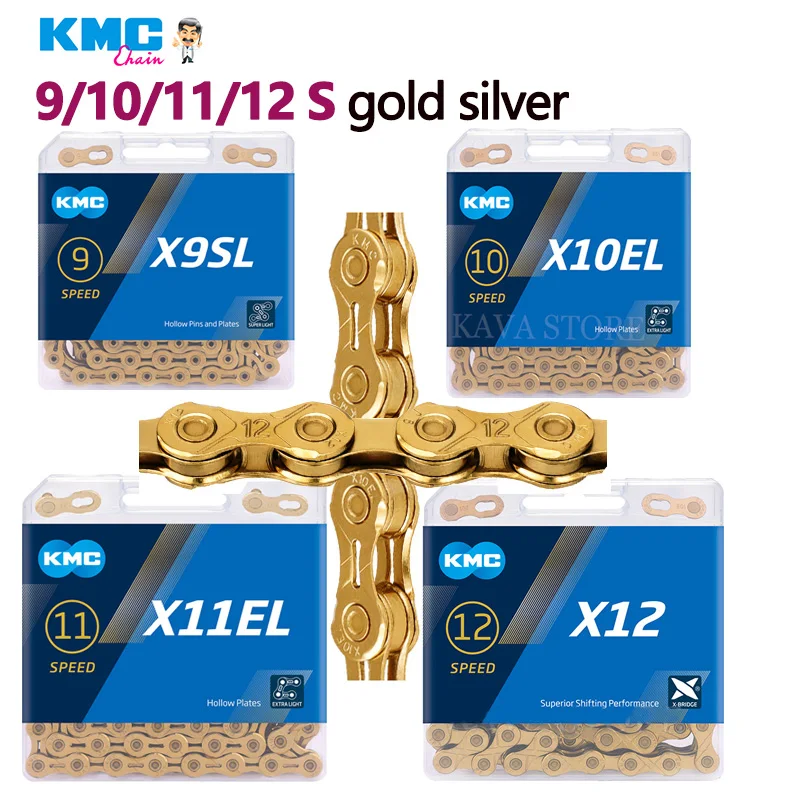 Cadena KMC X9 X10 X11 X12 para bicicleta de montaña, cadena EL SL de oro/plata, 9/10/11/12 velocidades, para Shimano SRAM Bikes Part
