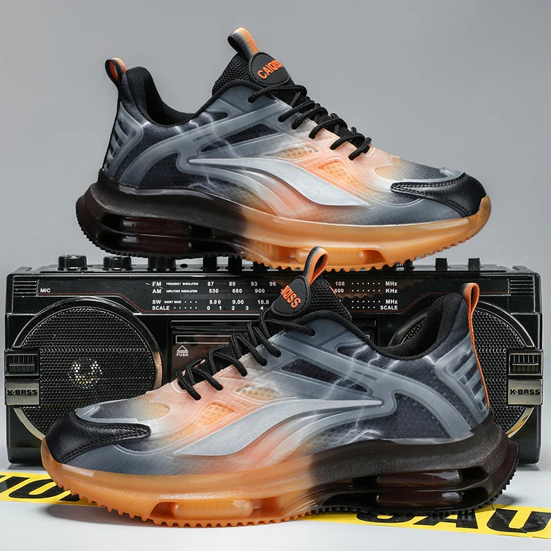 Men's Breathable Sports Shoes - Mesh Breathable Plaid Cushioning Running Shoes for Basketball, Tennis and Casual Use