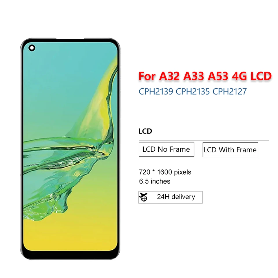 Para OPPO A53 4G OEM Pantalla LCD Digitalizador Asamblea completa con marco