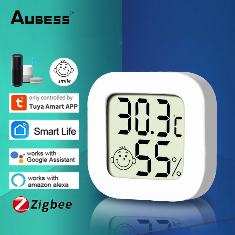 

Tuya Zigbee Temperature Humidity Sensor LCD Screen Display Thermometer Hygrometer Support Smart Life App Alexa Google Assistant