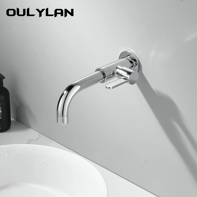 

Simple Single Hole Faucet Lengthen Faucet Basin Copper Cold and Hot Water-tap Kitchen Bathroom Tap Rotate