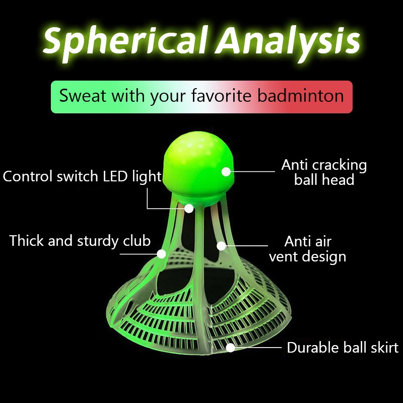 1PC Glow-In-The-Dark Windproof Badminton Shuttlecock Ball Wind Resistance Training Accessories Night Outdoor badminton shuttlecock badminton ball feather shuttlecock