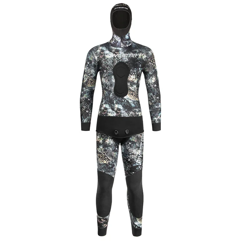 Camouflage Diving Suit Set 3/5/7mm Warm Windproof Split Fishing