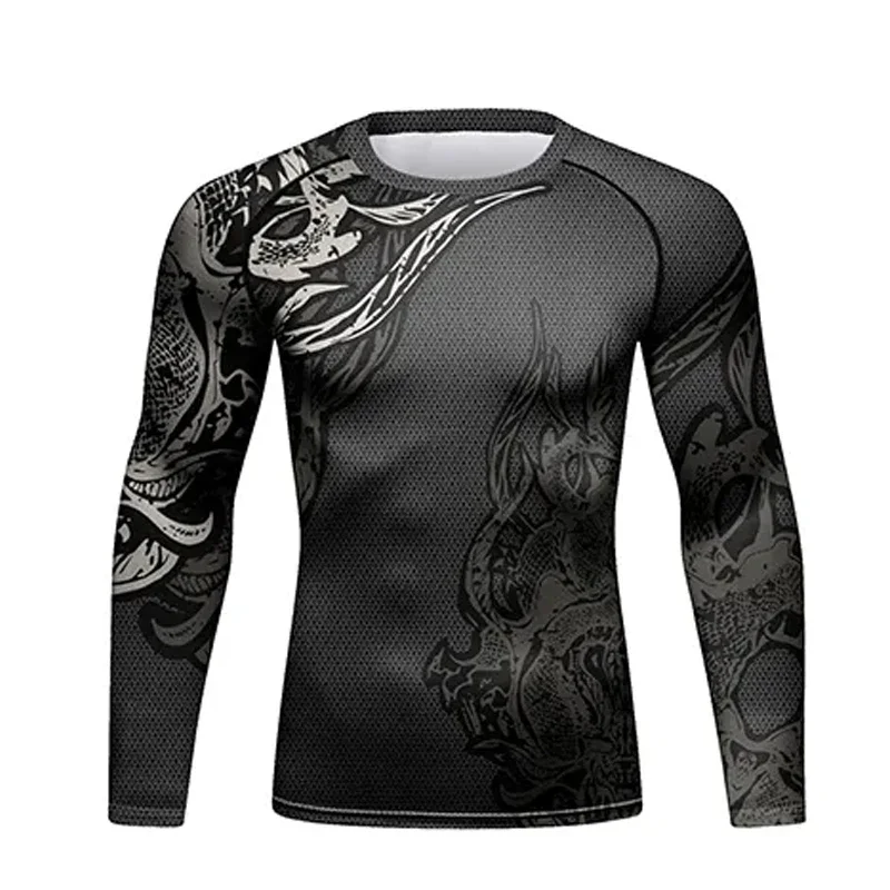 Boxing Men MMA Compression Fight Training Rash Guard T-shirt+Pants Set Bjj Gi Sports Kickboxing Jiu Jitsu Rashguard Tight Shorts sports apparel mens t shirt