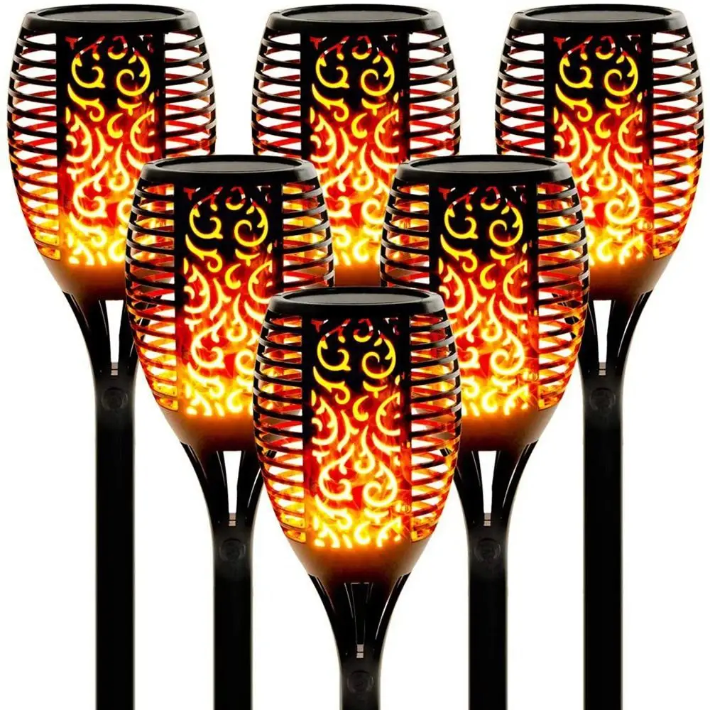 Auto On/Off Solar Flame Torch Light Waterproof Flickering Flame Led Stake Spotlights Solar Powered Security