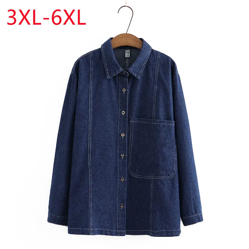 

Женский пиджак с длинными рукавами, джинсовый пиджак, рубашка 3XL 4XL 5XL 6XL