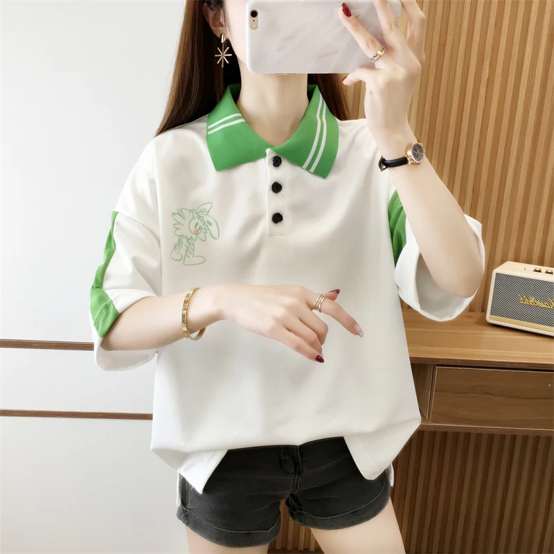 

Модные Цветные футболки в Корейском стиле, летняя Хлопковая женская футболка в стиле Харадзюку, белые студенческие Топы с коротким рукавом и круглым вырезом y2k