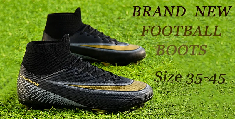 Men Soccer Shoes High Ankle Football Boots