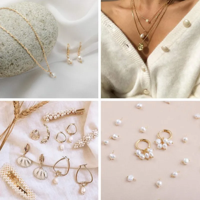 White Baroque Irregular Natural Freshwater Pearl Pendant DIY Accessories for Women 2