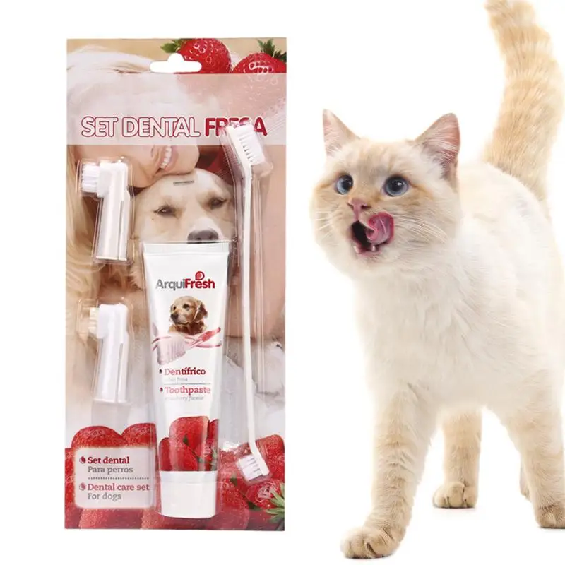 

Pet Toothbrush Set Pet Supplies Dog Toothpaste Toothbrush Oral Care Set for Cats and Dogs Vanilla Beef Finger Toothbrush Set