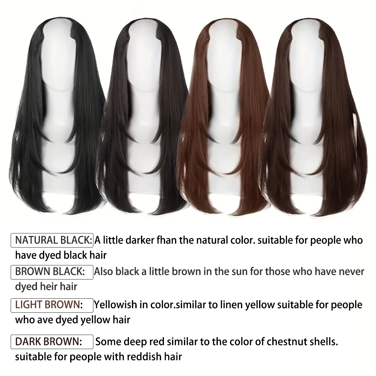 DUTRIEUX Synthetic Long Straight Hair Extensions 22 Inch Clip In Hair Extension V Shape Hairpieces Hair Clips Hair Brown Black