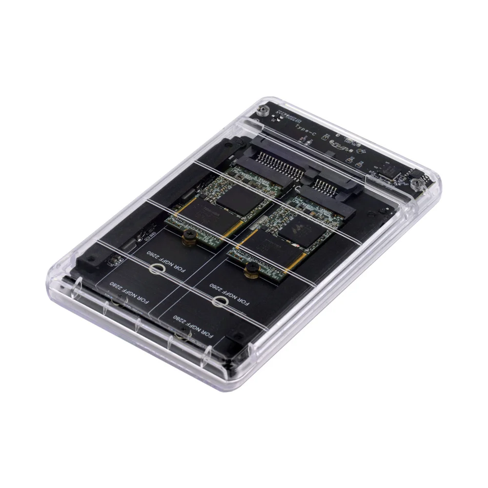 Chenyang-듀얼 NGFF B + M 키 M.2 SSD 카드 JBOD Raid0 스팬 브리지-USB3.0 유형 C USB-C 2.5 인치 SATA 콤보 인클로저