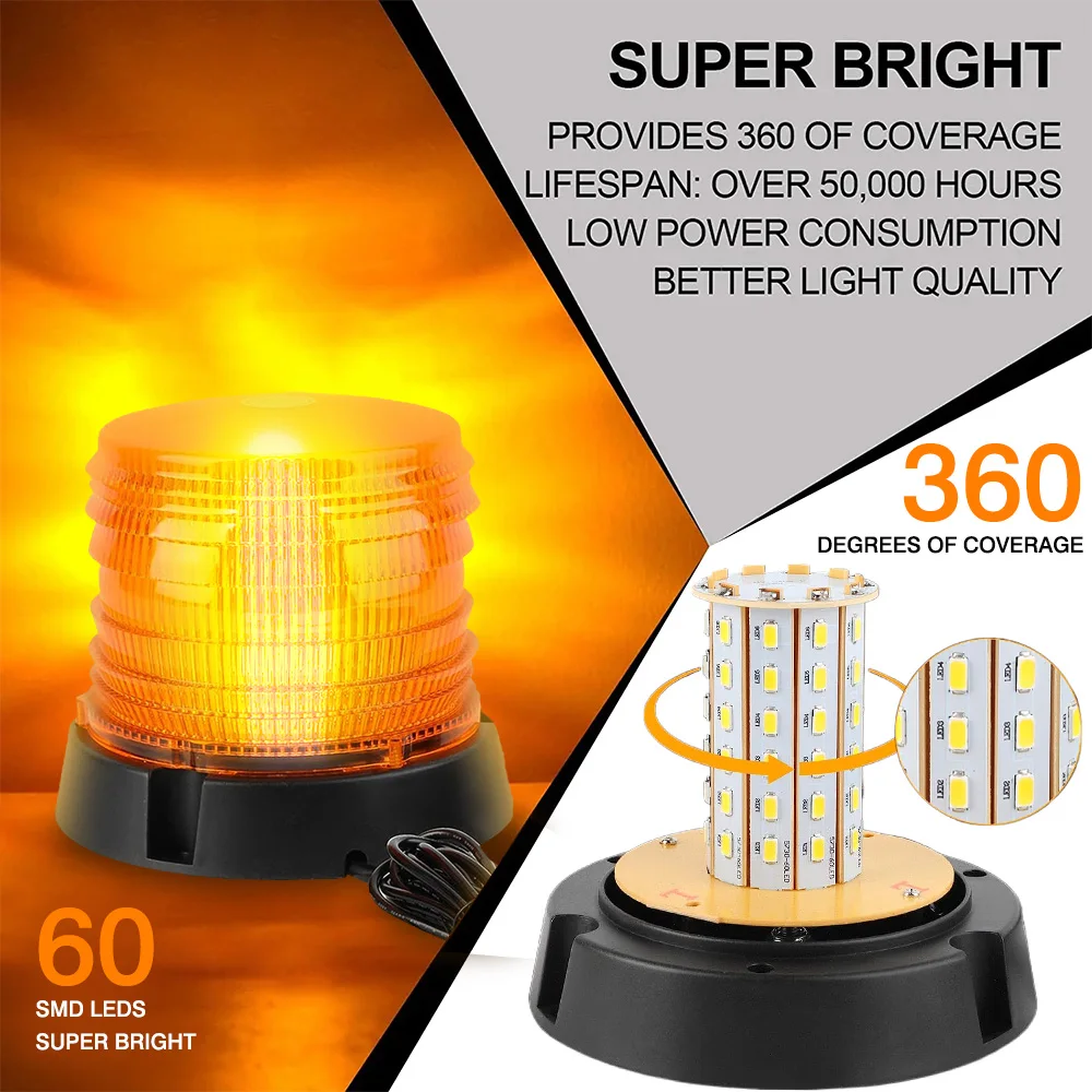 

Led Strobe Warning Light Car Acesssories Emergency Beacon Lamp Amber Traffic Flashing Lights 12V 24V Automotive for Trucks Cars