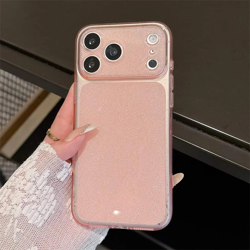 Luxury Bling Glitter Shockproof Transparent Phone Case with Large Window Design